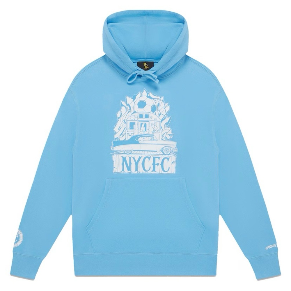 Men's New York City FC OVO x Mister Cartoon Sky Blue Pullover Hoodie